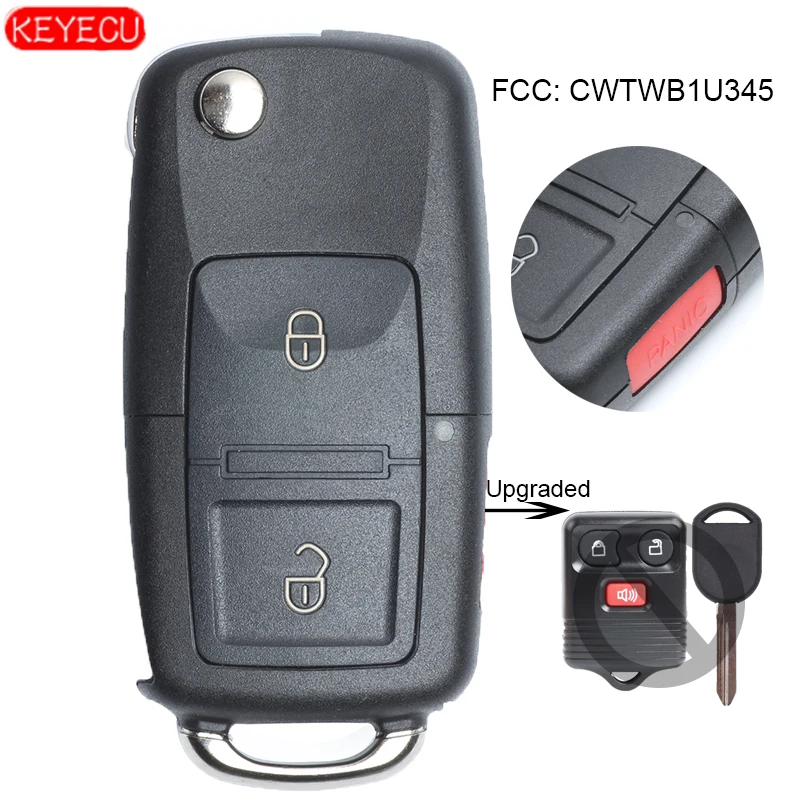 KEYECU 2+ 1B обновленный флип-пульт дистанционного ключа 315 МГц/433 МГц Fob 80Bit 4D60/4D63 чип для Форд Линкольн Мазда Mercury-FCC: CWTWB1U345
