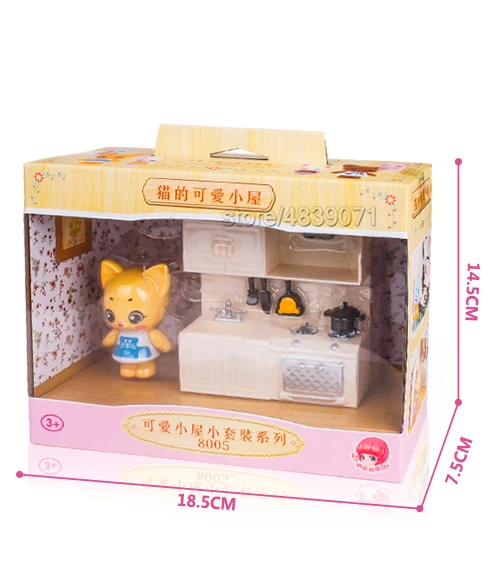 8005-2 Игрушечная мебель для моделирования, домашний домик для кошек, мини домик для кукольного домика, кухня, спальня, ванная комната, подарок на день рождения для детей, игровой домик, игрушка - Цвет: 8005-2