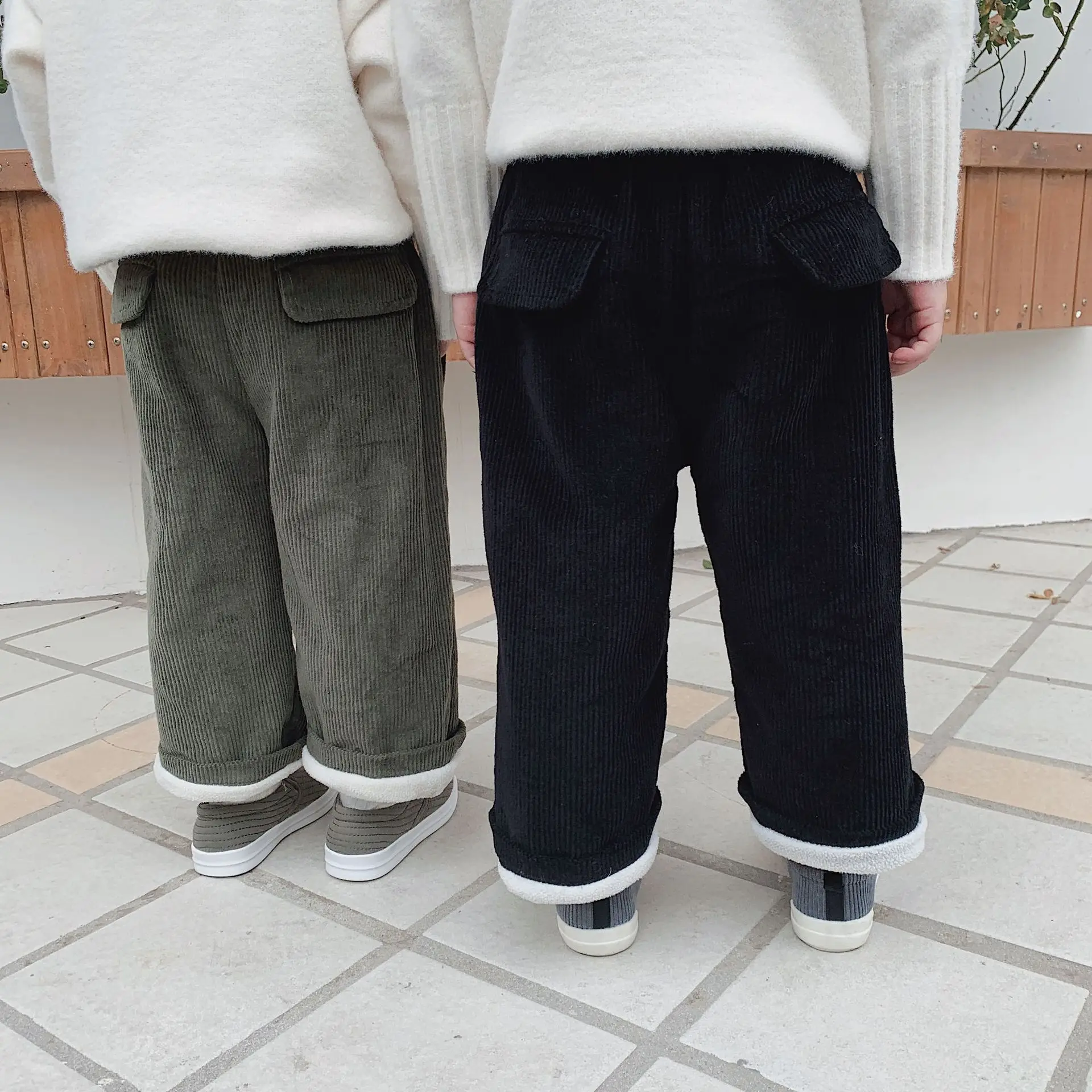 Детские штаны для отдыха г. Зимние корейские свободные штаны из чистого бархата для детей, девочек и мальчиков, зимняя одежда для маленьких девочек