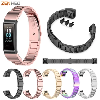 

For Huawei Band 4 Pro Stainless Steel Wrist Strap Replacement Watchband for Huawei Band 3 Pro/Band 3 Smart Watch Band