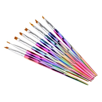 

8x Colorful Handle UV Gel Polish Nail Art Drawing Painting Pen Brushes Set