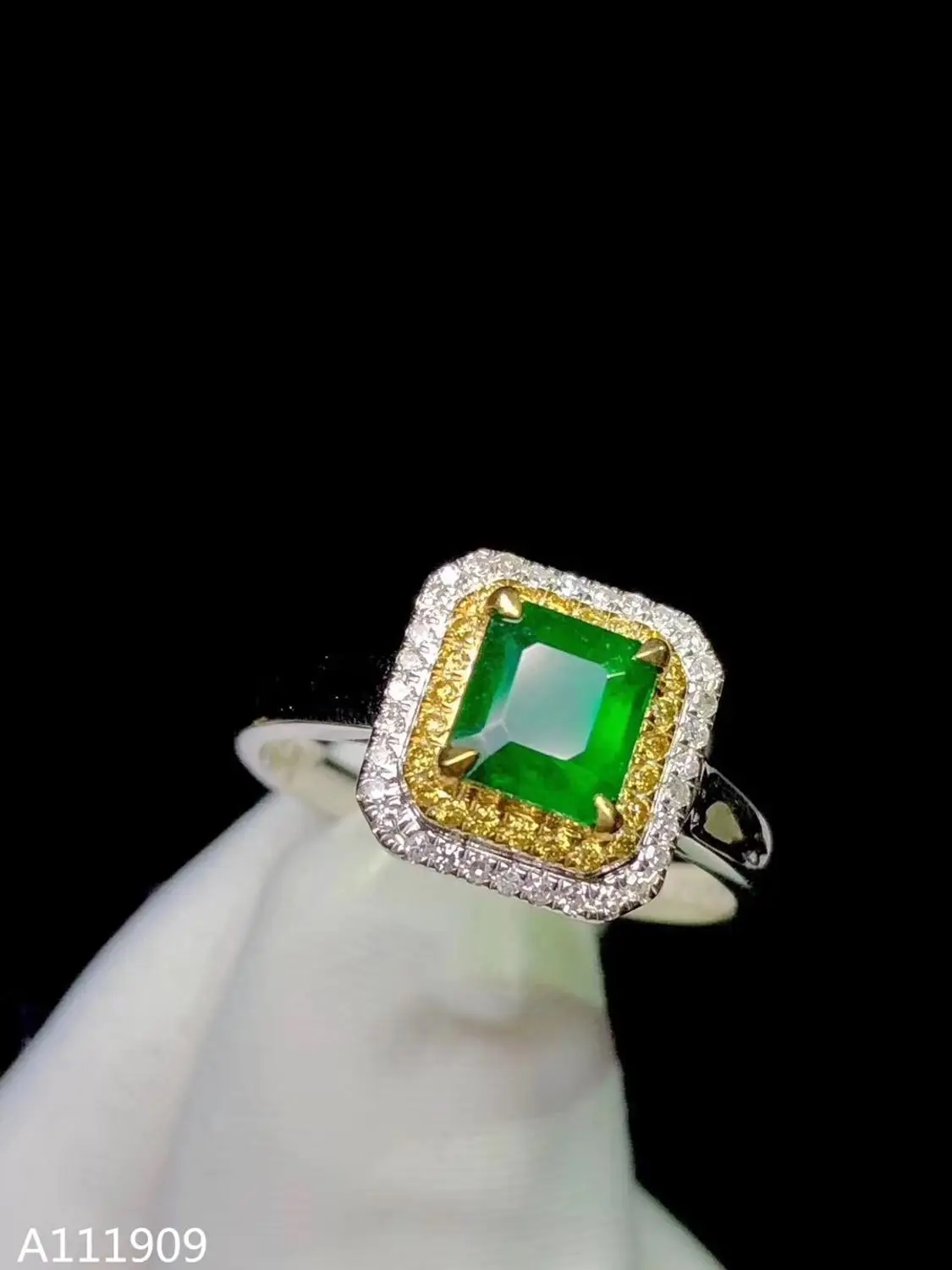 

KJJEAXCMY boutique jewelry 925 sterling silver inlaid natural emerald gemstone female male ring support detection