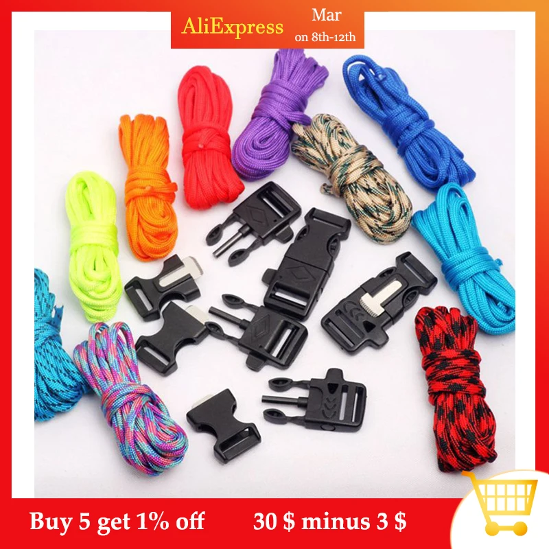 1 Set Paracord Bracelet Kit Parachute Cord Diy Weaving Craft Tool Kit