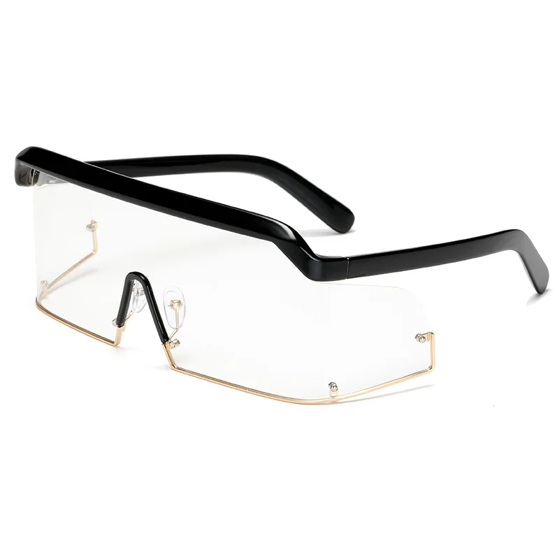 47153 поляризованные прямоугольные солнцезащитные очки с одной линзой, солнцезащитные очки с большой оправой UV400 для мужчин и женщин, очки для ухода за глазами - Цвет линз: white