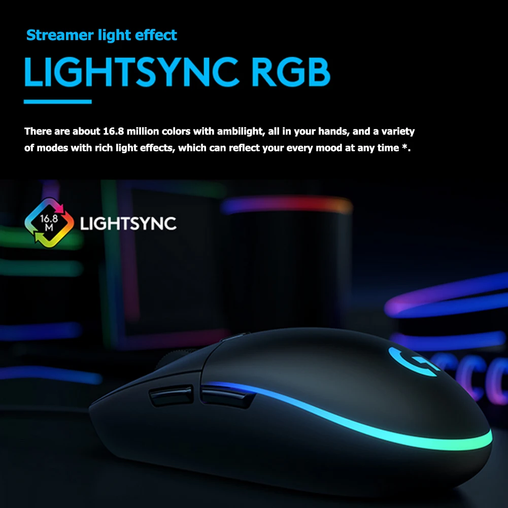 Logitech G102 LIGHTSYNC Wired Gaming Mouse 8000DPI 6 Button 2Gen RGB Streamer USB Optical Mouse Gamer Mice For Desktop Laptop PC|Mice| - AliExpress