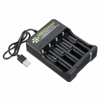 

DC5V USB 18650 Battery Charger Black 4 Slots AC 110V 220V Dual for 18650 Charging 3.7V Rechargeable Lithium Battery Station