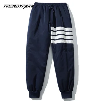 

2020 Mens Winter Pant Thick Down Wadded Trousers Parkas Men Padded Streetwear Mens Hip Hop Warm Windbreaker Blue Pants Joggers