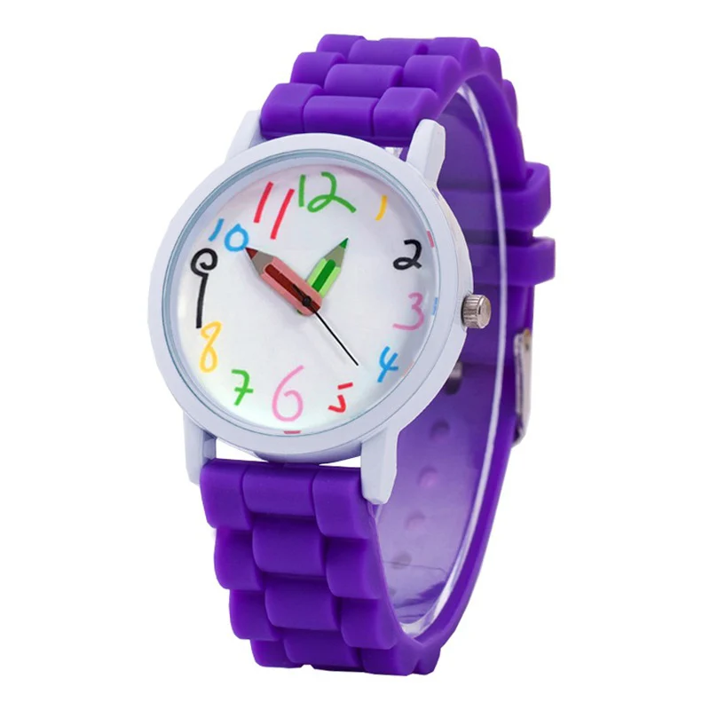 purple Детские умные цифровые модные детские часы, кварцевые часы-карандаш для мальчиков и девочек, студенческие часы-карандаш - Цвет: purple