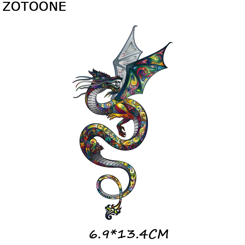 ZOTOONE Dragon наклейки с картинками динозавров для железной передачи одежды DIY аксессуары футболки Платья моющиеся теплопередачи H - Цвет: ZT1134