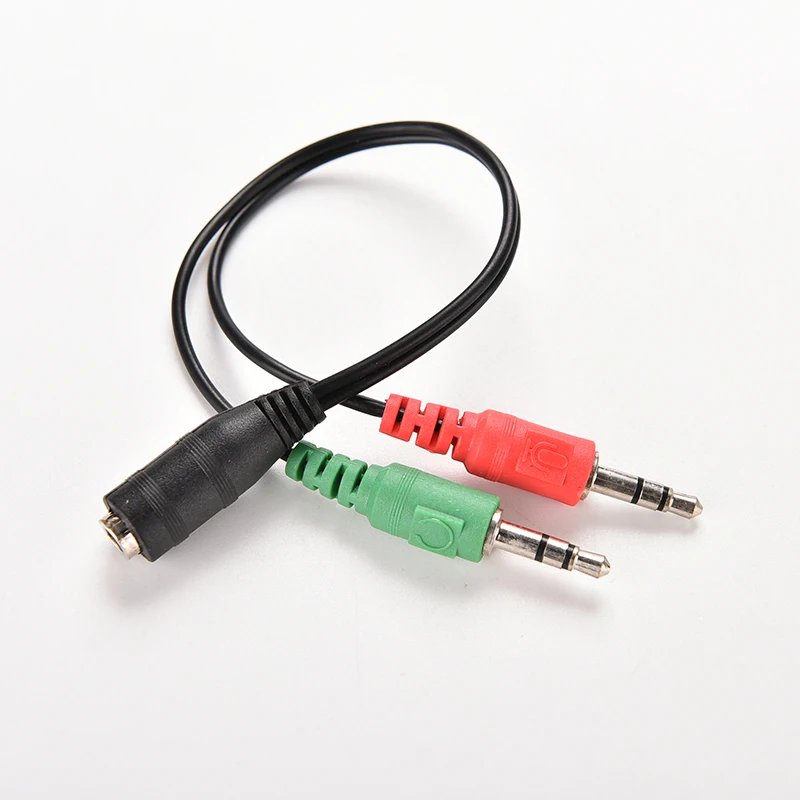 

3.5mm Female Jack to Dual Male Plug Audio Stereo Headset Mic Splitter Cables 2pcs