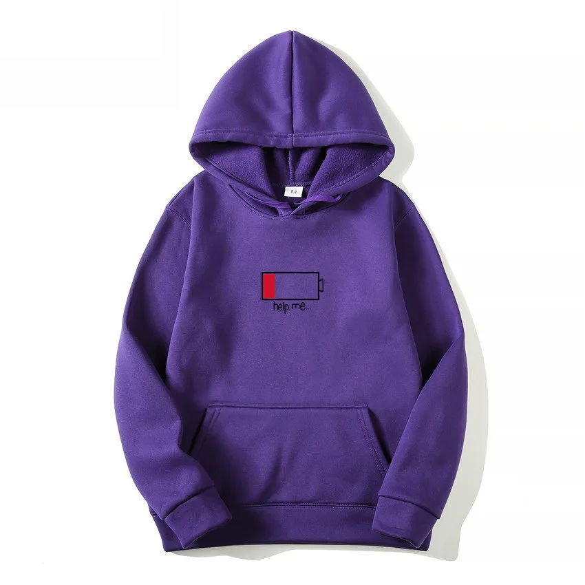 Purple Мужские толстовки Low Help Me 3D креативные толстовки с капюшоном модные уличные хип-хоп черные худи мужские размера плюс S-XXXL худи - Цвет: Purple