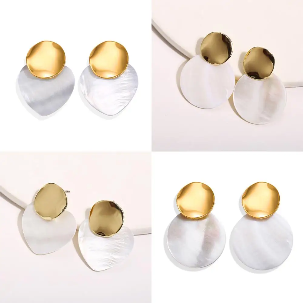 

Europe and America cross border creative retro simple acrylic Earrings fashionable new temperament Peach Heart Round Earrings