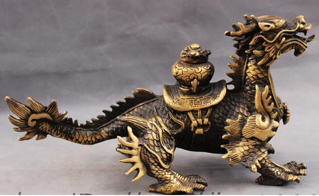 907+++12&quot China Chinese Bronze Auspiciou Bowl Wealth Fly Dragon Kulin Unicorn Statue | Дом и сад