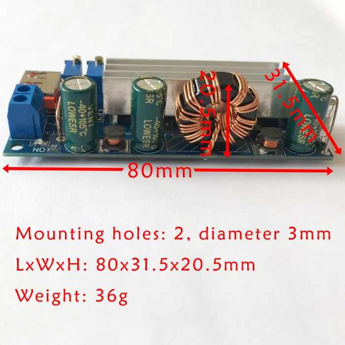 Повышающий преобразователь постоянного тока 2-24 В до 3-30 в 4A 80 Вт CC CV модуль питания Регулируемый источник питания 3,7 в 6 в 9 в 12 В с USB