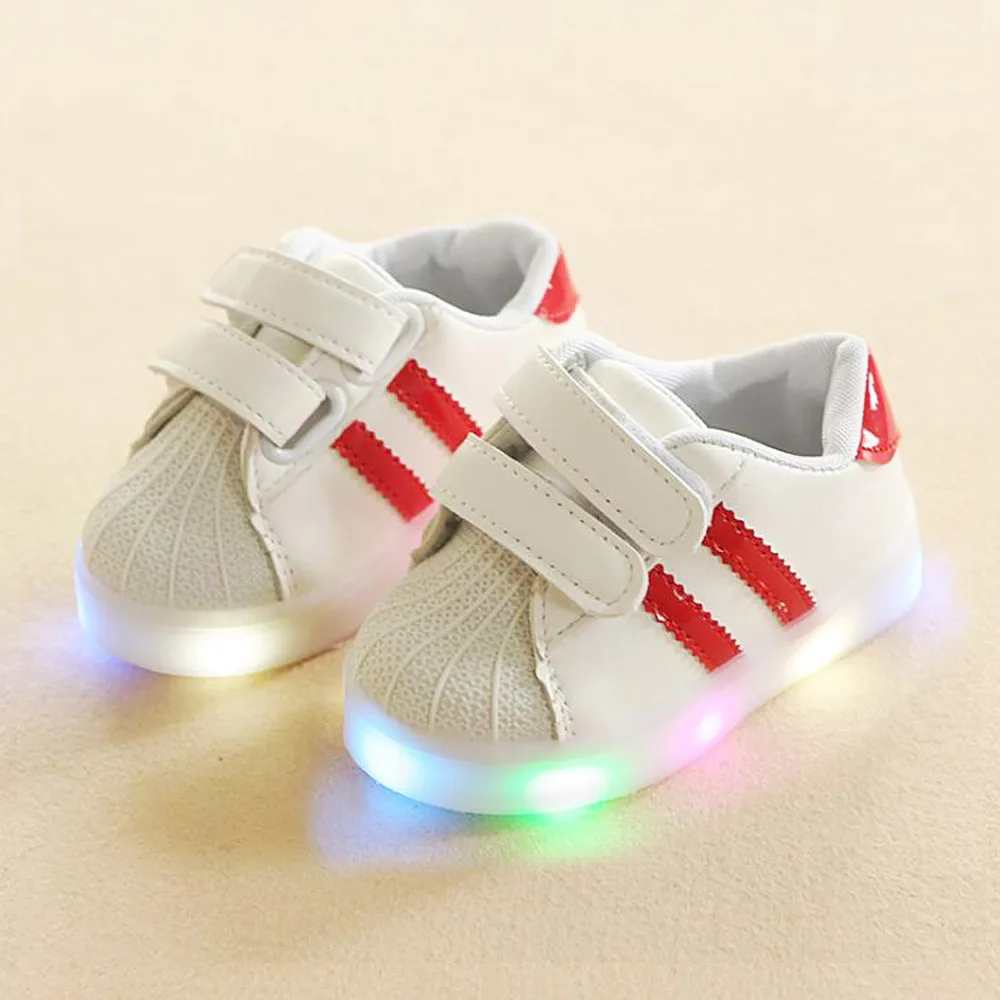 Детская обувь для маленьких мальчиков и девочек; обувь с подсветкой; нескользящая обувь; Цвет белый; Брендовая обувь для детей