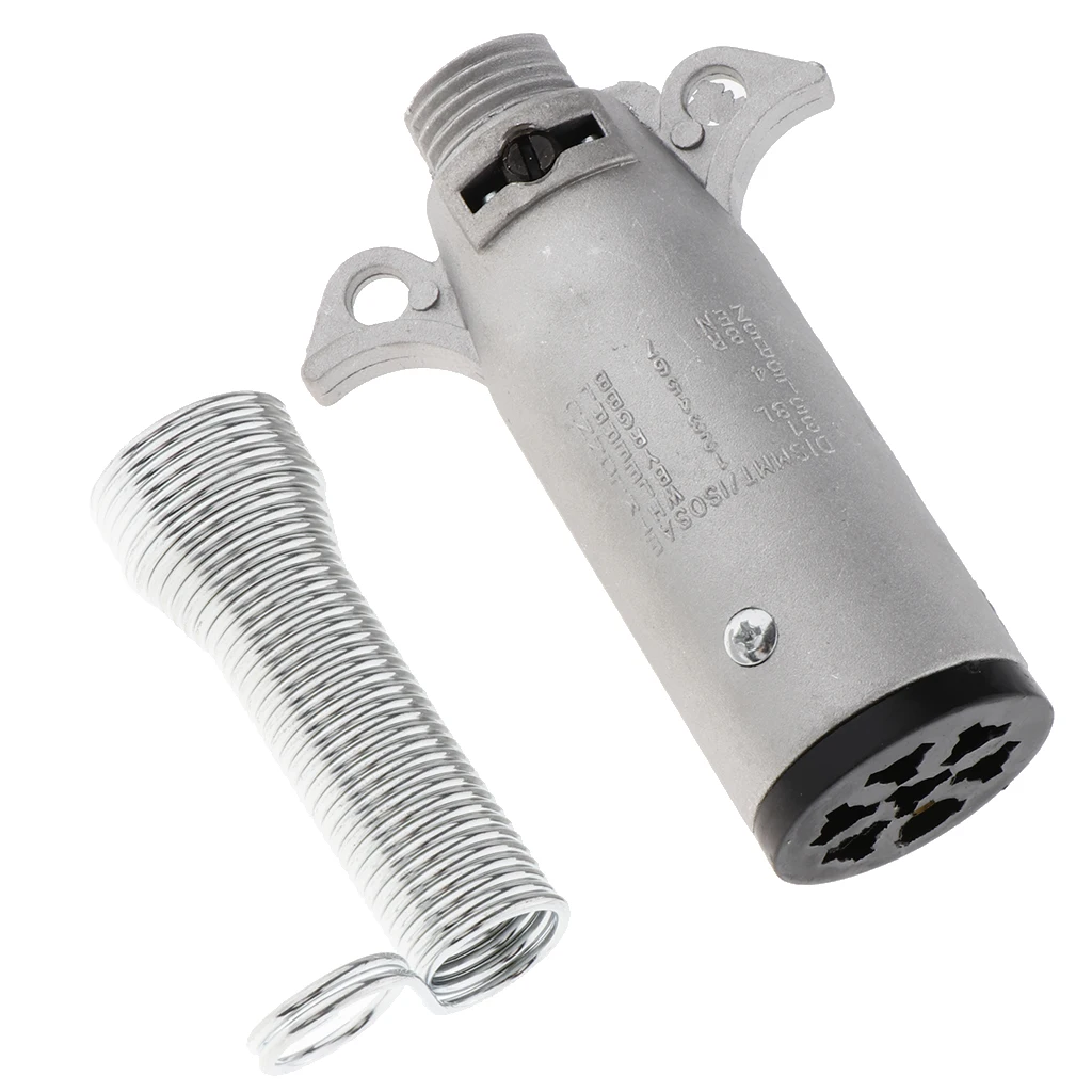 Metal 7 Way Plug Semi Trailer Light Connector Round Split Pin Receptacle