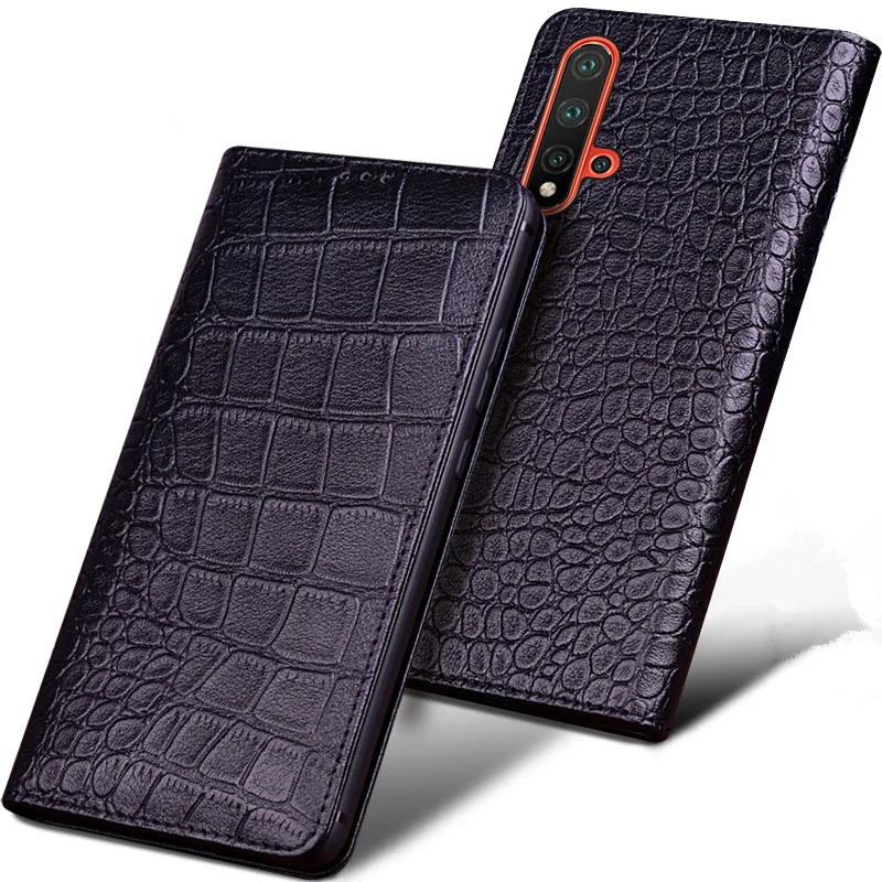 

High-end full grain genuine leather magnetic holder case for Huawei Nova 5 Pro/Huawei Nova 5 flip phone cover bag standing capa