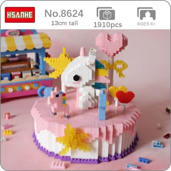 

Hsanhe 8624 Horse Birthday Wedding Cake Heart Star 3D Model 1910pcs DIY Mini Diamond Blocks Building Toy for Children no Box