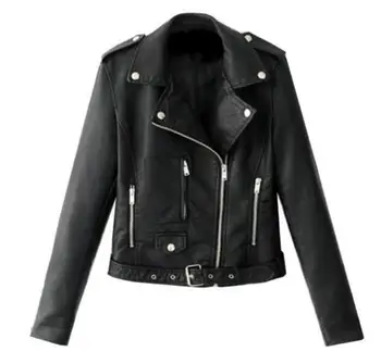 

Hot 2020 Women Coat Jacket Leather Lapel Zipper Button Motorcycle Jacket Short Coat For Women's Clothings