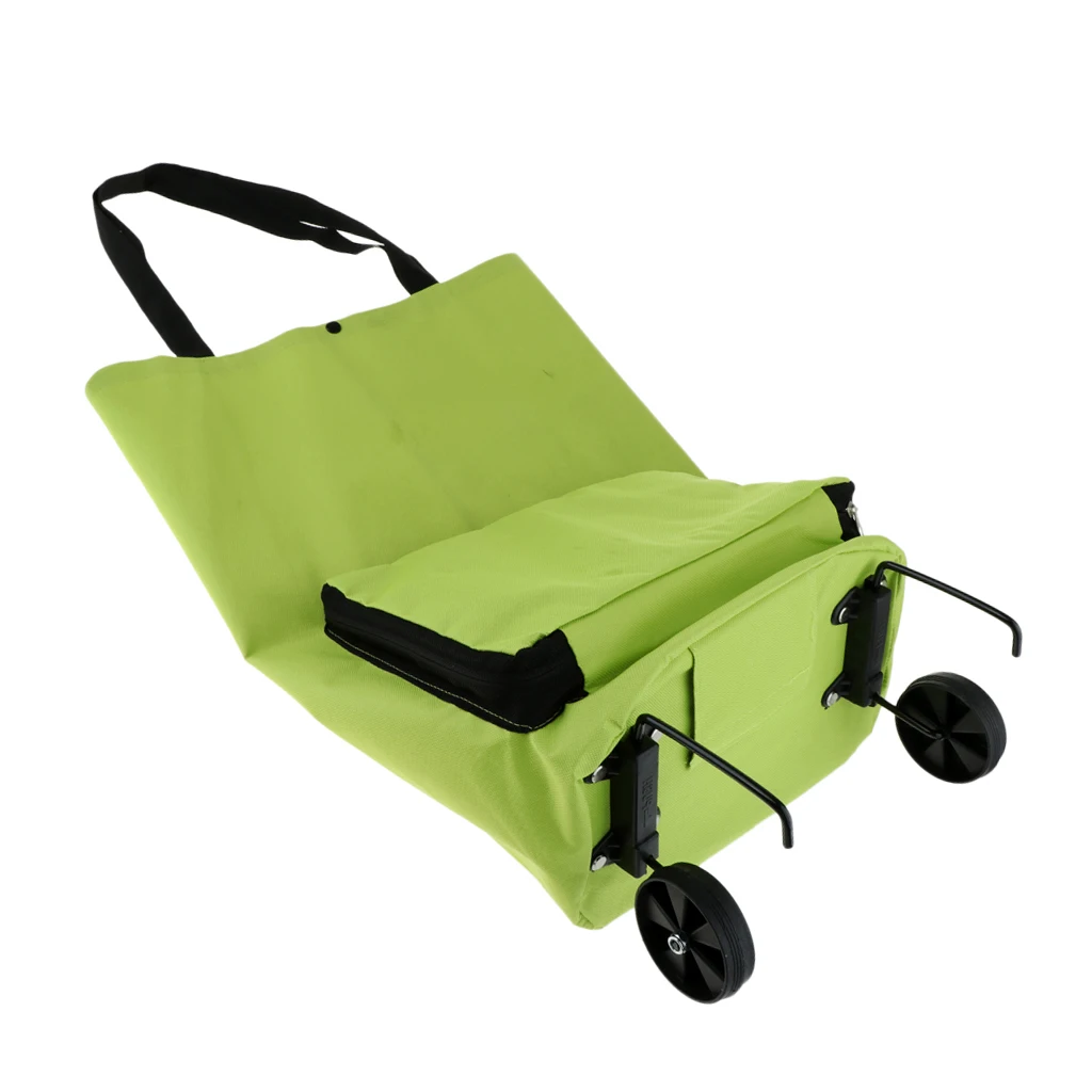 

Folding Shopping Bag with Wheels Collapsible Grocery Bag Shopping Cart with Hand-straps Portable Dual-Use Trolley Bag Tug