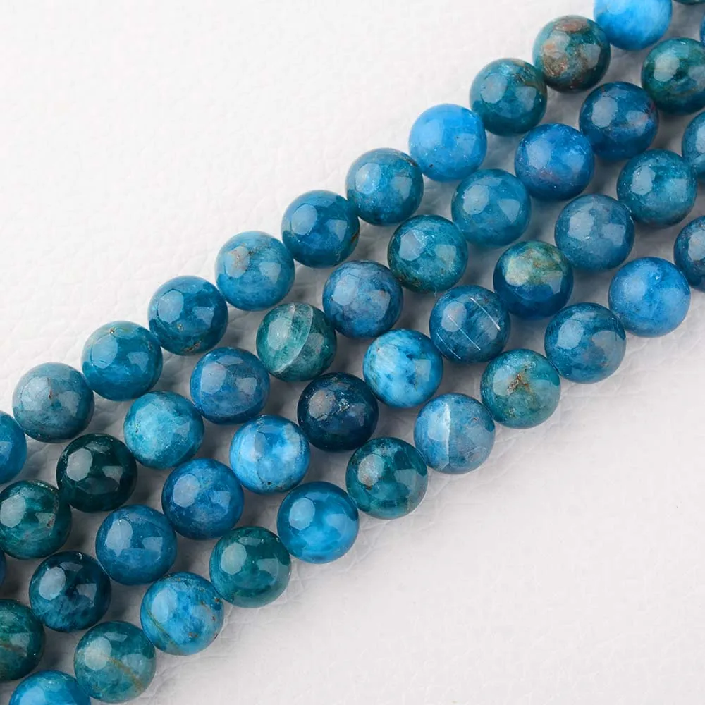 2 strands  Natural Genuine Madagascar Blue Apatite Round Jewellery Loose Ball Beads 6-12mm 15