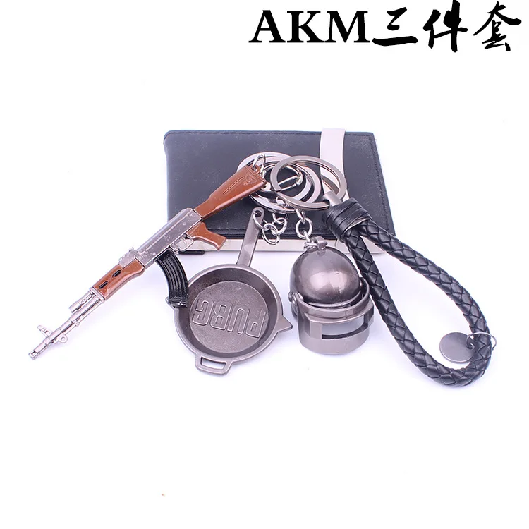Stimulate Battlefield Level Three Helmet Flat-bottom Pot Pendant Keychain Chicken Game Related Products 7. 62mm Bullet Model