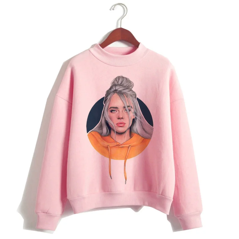 Billie eilish Толстовка для женщин harajuku мода billie eilish ulzzang розовый принт Женская одежда Графический мультфильм кавайный капюшон - Цвет: 4601