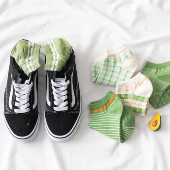 

Women Short Socks Pack Set Cotton Kawaii Korean Style Striped Print Ankle Happy Harajuku Socks Cute Cool