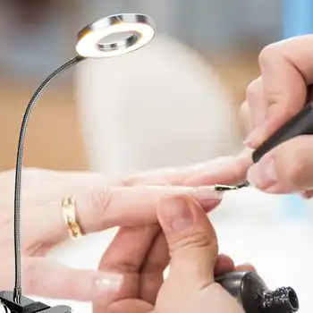 

LED Desk Light USB Charging Table Lamp Dimmable Study Reading Light Eye Protection Clip-On Lamp for Nail Art Salon Tattoo Supply