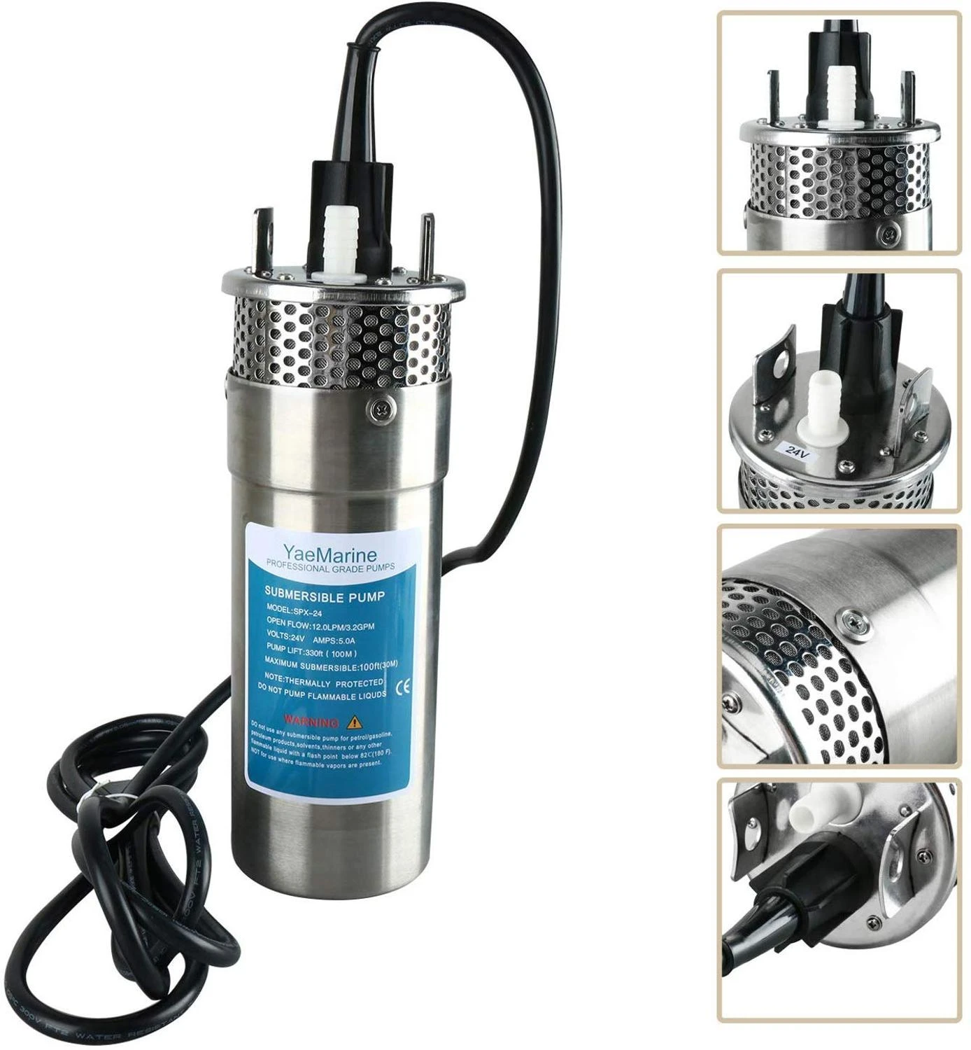 Bomba de agua sumergible de 12/24V, 3,2 GPM, pozo, Solar, batería para granja, Rancho|Bombas| - AliExpress