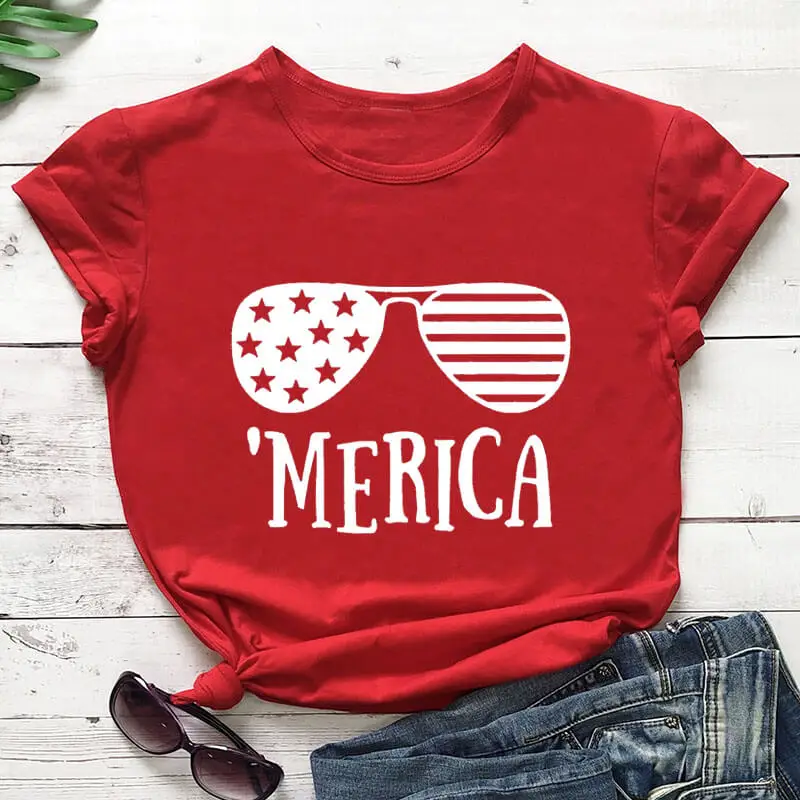 

Рубашка Merica, Новое поступление, 100% хлопковая забавная футболка, Женская 4-я рубашка «королевы рождаются в июле», рубашки с флагом, рубашки со звездами