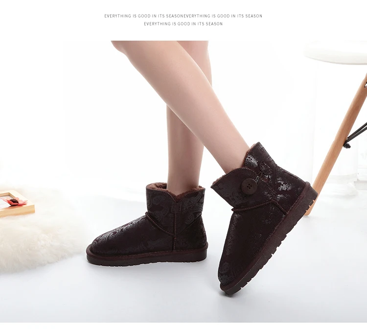Зимние ботильоны с пряжкой; женская зимняя теплая обувь из натуральной кожи на меху; зимние ботинки на плоской подошве; удобные зимние ботинки; размер 40