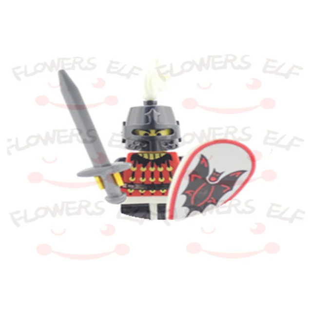 1PCS Blue Lion Red Green Dragon Knight Mini Two-person Villain Middle Age Assembling Building Blocks Children'sToy Medieval Knig 9805C