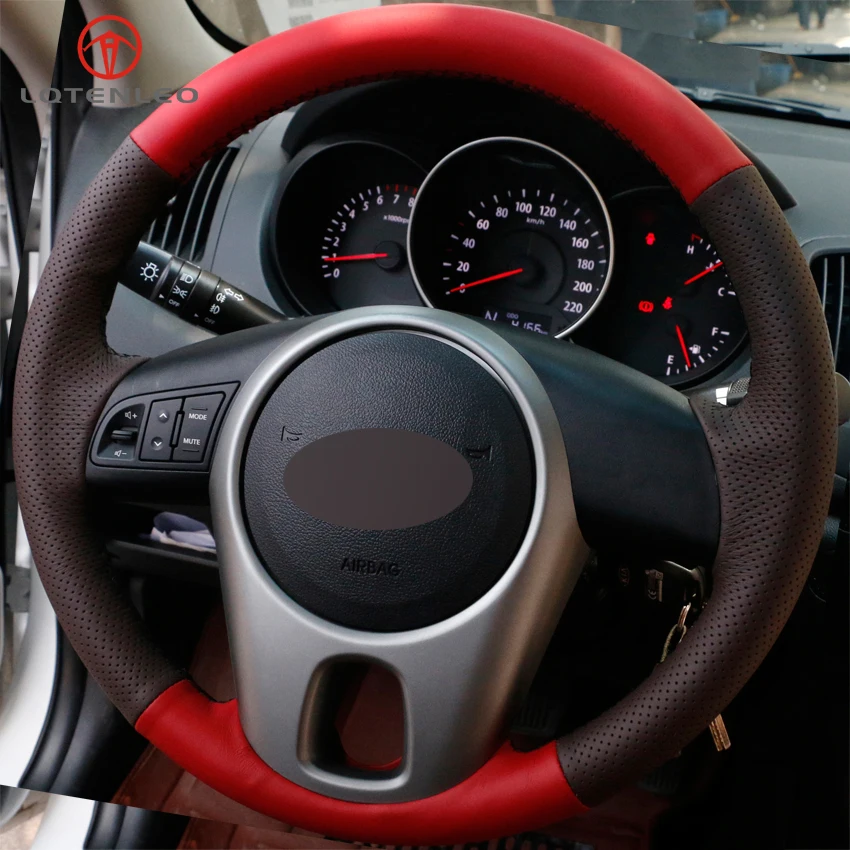 LQTENLEO красный кофе кожаный чехол рулевого колеса автомобиля для Kia Forte 2008- Soul 2009-2013 Rio 2009-2011 Venga Shuma 2009