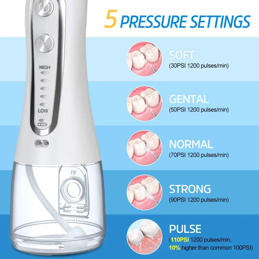 Ирригатор для полости рта, 5 режимов, портативный, 240 мл, зубная нить для воды, струя USB, перезаряжаемый ирригатор, зубная нить для чистки зубов