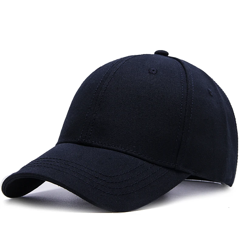 Мужская кепка из чистого хлопка с изогнутым козырьком, для взрослых, для улицы, повседневные спортивные шапки для мужчин, большой размер, бейсболки, 55-62 см - Цвет: navy blue