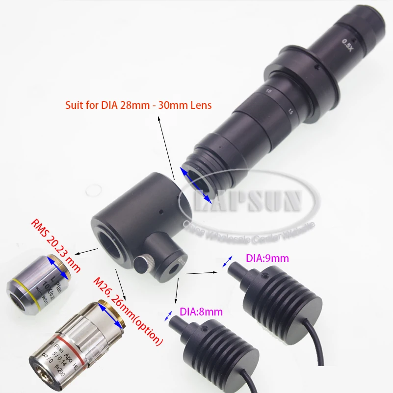 Lapsun M26 RMS 반반사 반투과 렌즈 어댑터, 동축 광 현미경 산업 렌즈, 1000X, 2000X, 20.23mm