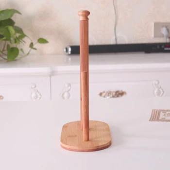 

Natural Bamboo Holder Counter Towel Stand Storage Roll Paper Dispenser Tissue