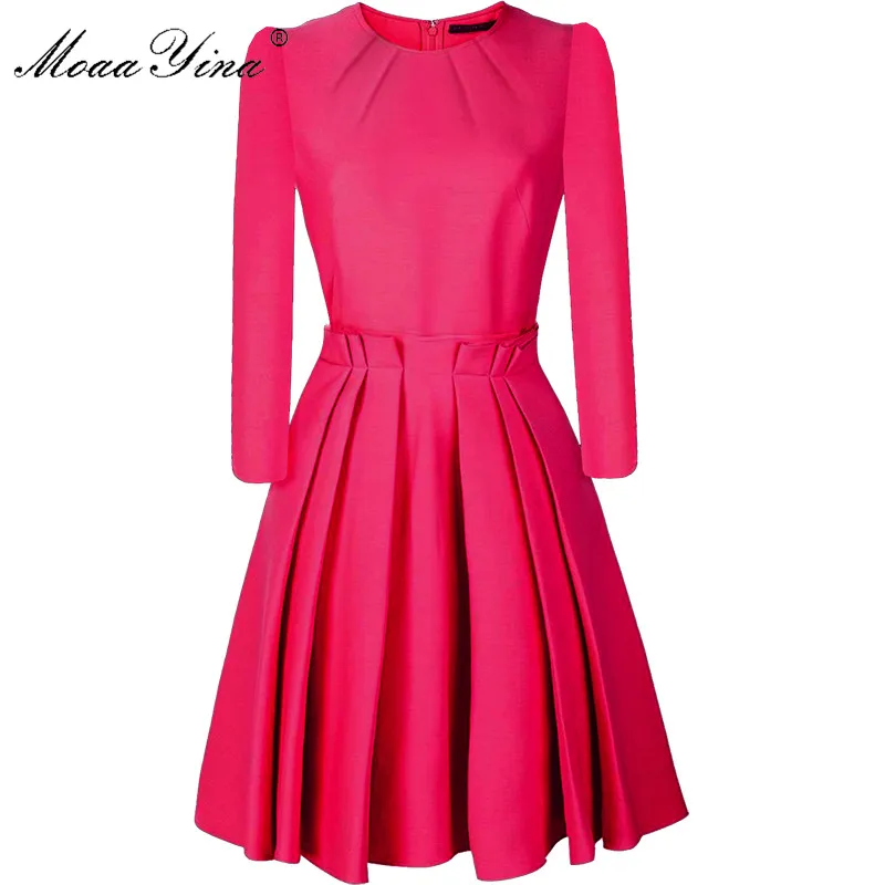 

MoaaYina Fashion Designer dress Spring Autumn Women's Dress 3/4 sleeve Slim Elegant Ball Gown Dresses