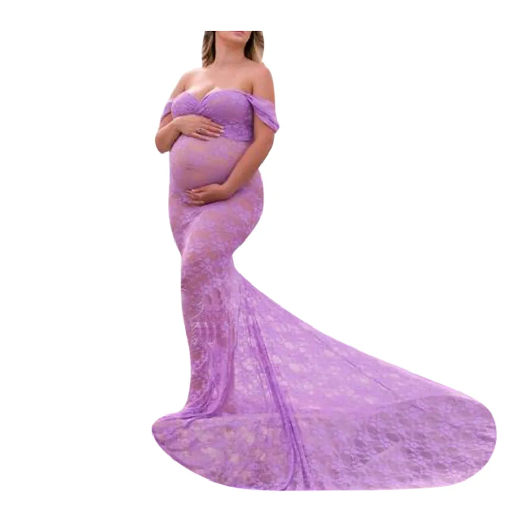 Платья для беременных; для фотосессии; с открытыми плечами; без рукавов; платья для беременных; сексуальное платье для беременных; для фотосессии; Gestante# LR2 - Цвет: Фиолетовый