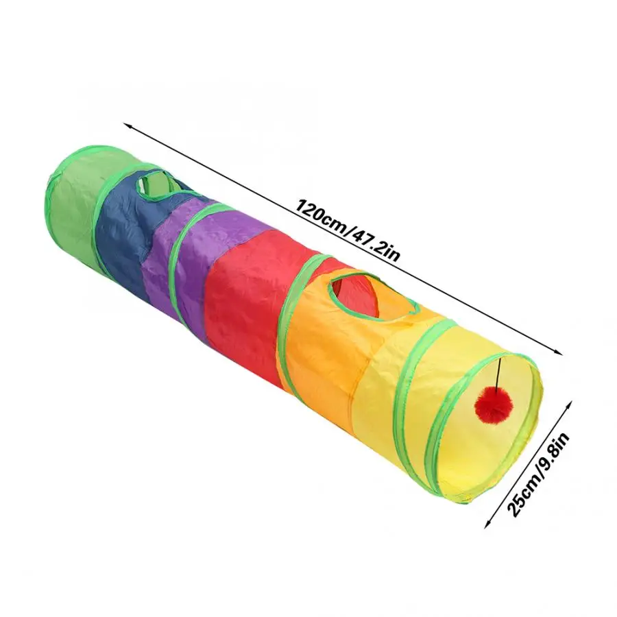 Новинка, прочные игрушки для упражнений, для кошек, для питомцев, для кошек, полиэстер, складной, многоцветный, однопроходной туннель с плюшевым мячом, игрушки для кошек, принадлежности, инструменты
