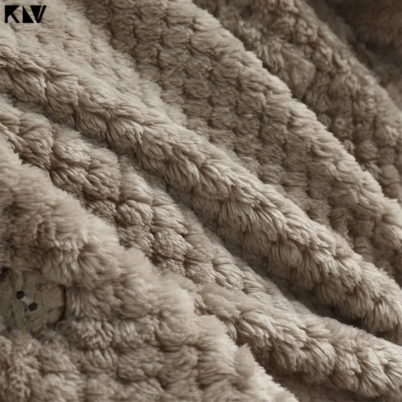 KLV, женские зимние теплые пальто, одноцветные, с капюшоном, размера плюс, флис, неровные, с длинным рукавом, на пуговицах, с карманами, с капюшоном, верхняя одежда