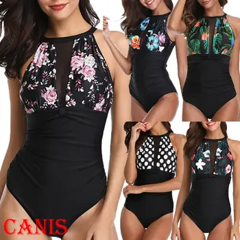 

Plus Size Womens High Waist Padded Bikini Tankini floral Swimwear Swimsuit Beach
