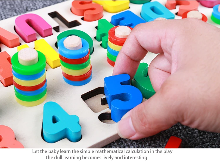 Wooden Montessori Education Toy Count Geometric Shape Cognition Match Baby Early Education Teaching Aids Math Toys For Kids Gift
