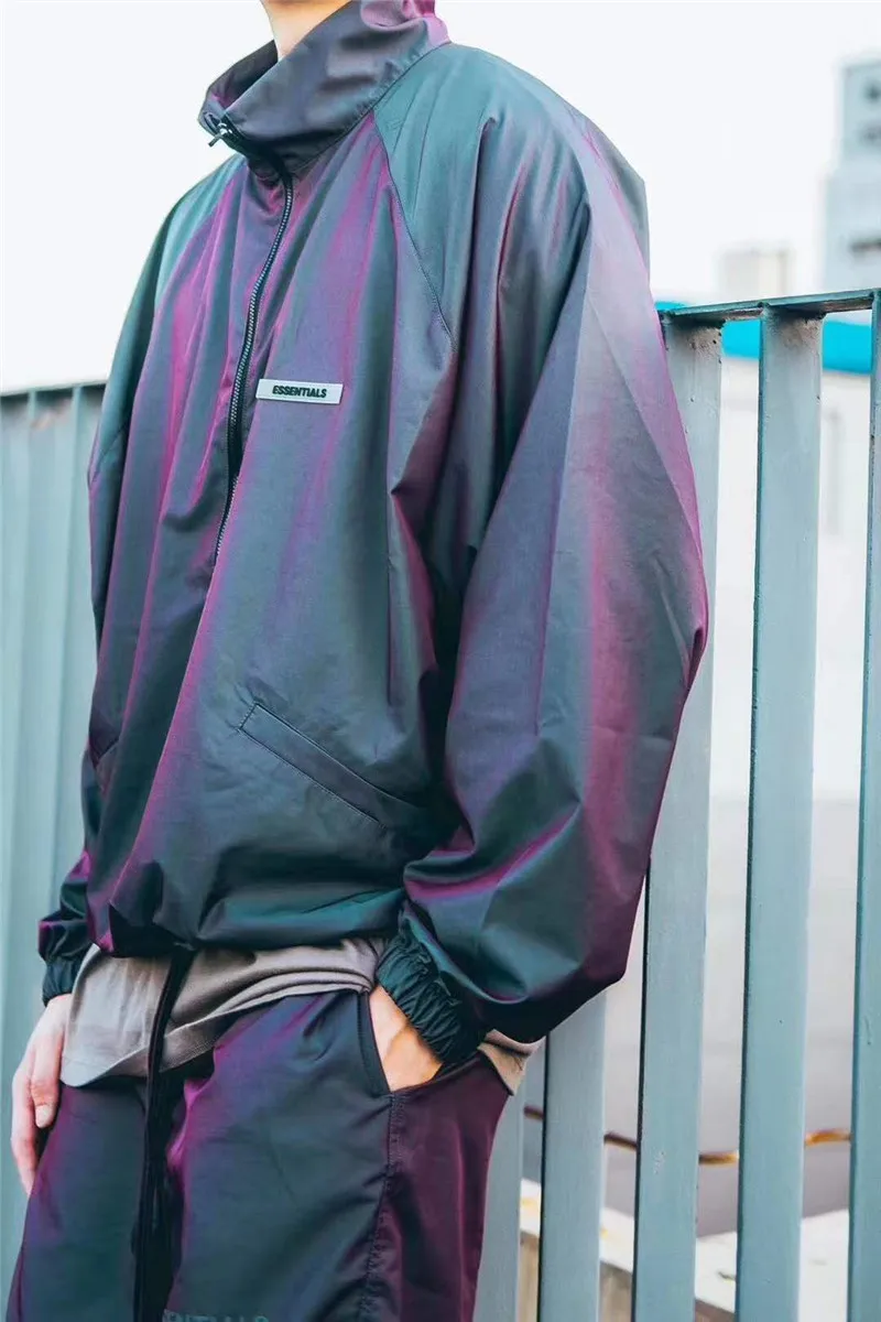 

FOG Essentials Jacket Men Women High Quality Smooth Surface Color Streamer Jacket Essentials Half Zipper Windbreaker Jacket
