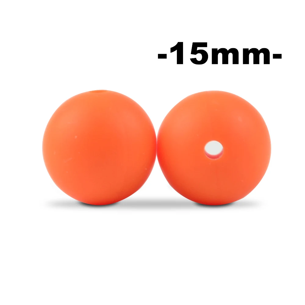 orange LOFCA, 15 мм, 100 шт., силиконовые бусины для прорезывания зубов, Прорезыватель для зубов, ожерелье для кормления ребенка, соска, зажим для ухода за полостью рта, не содержит бисфенола, пищевой, цветной - Цвет: orange