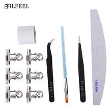 Маникюрный набор инструмент для наращивания ногтей самоклеющаяся пилка для ногтей 6 шт. шелковая обертка для ногтей лента зажим для УФ-геля ручка пинцет ногти Набор для наращивания искусства