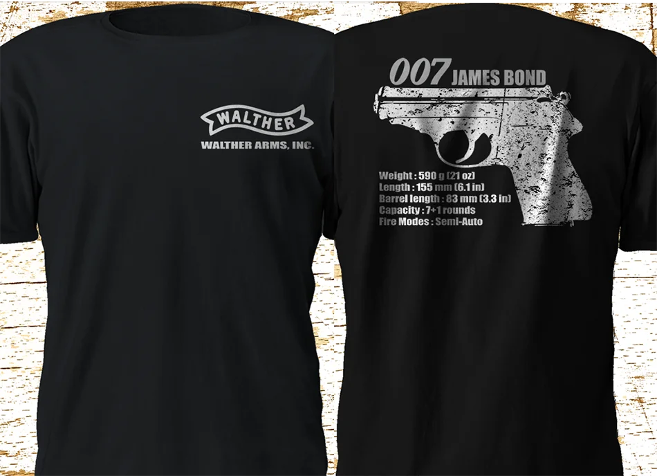 New Legend Gun Pistol 007 James Bond Walther Ppk Germany 2 Sides 2019 Unisex Tees | Мужская одежда