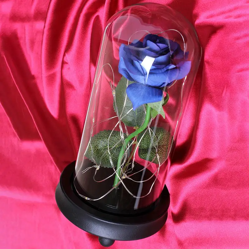 День Святого Валентина Galaxy Rose Flower USB Powered светодиодный светильник в стеклянном куполе на деревянной основе(в комплект не входит батарея