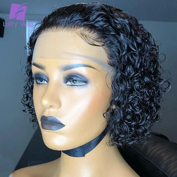 

Pixie Cut Short Curly Bob 13x6 Lace Front Wig Indian Remy 4x4 Lace Closure Human Hair Wigs Glueless Pre Plucked Baby Hair Luffy